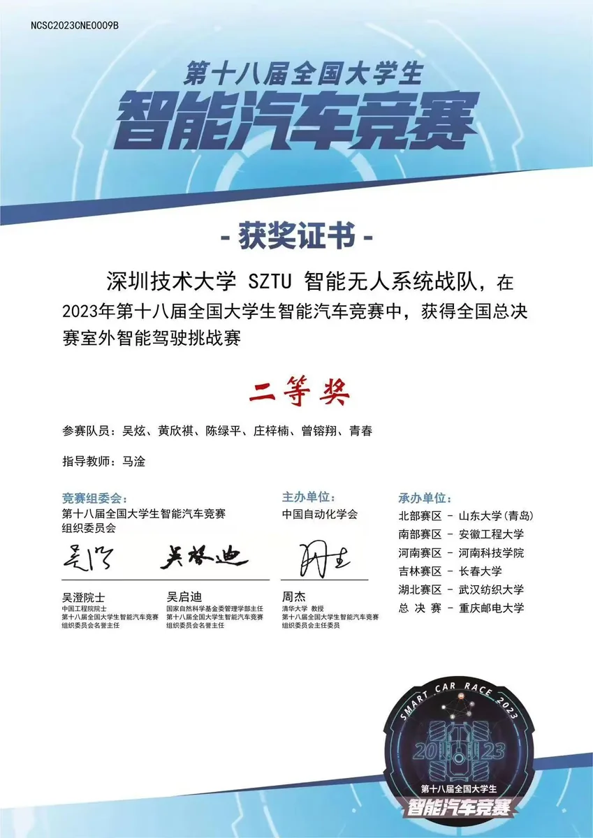 第十八届全国大学生智能汽车竞赛 · 二等奖